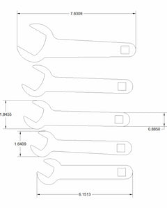 SAE line wrench 5-piece set with 3/4, 7/8, 1, 1 1/4, 1 1/2 and 1/2-inch drive