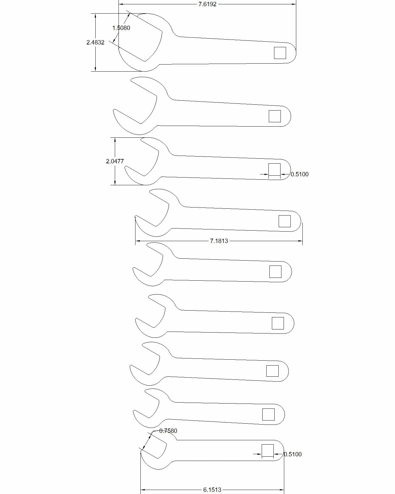 9pc set Line Wrench 3/4"-1-1/2"