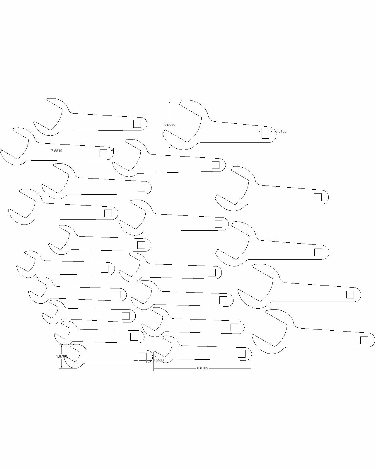 21pc set SAE Line Wrench 3/4" thru 2" 0 kips