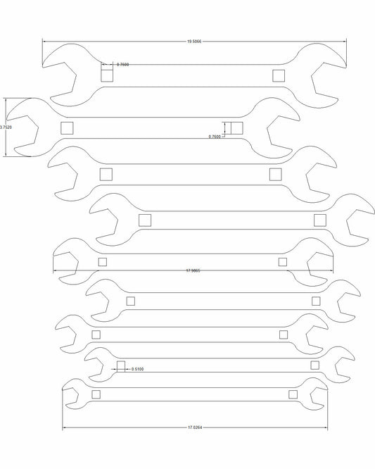 9pc set "Laquiere" Special Dual SAE and Metric Double Open-End with 15-degree Offset