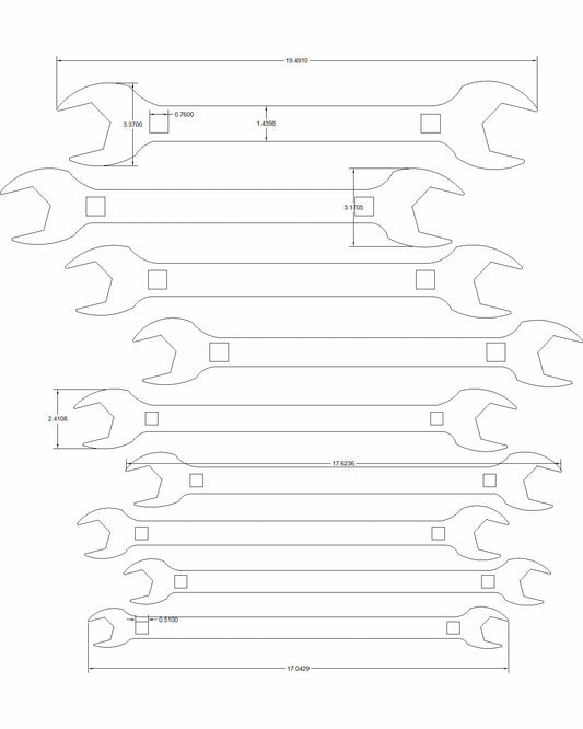 9pc set "Laquiere" Special Dual SAE and Metric Double Open-End with 15-degree Offset