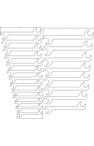 1 1/4 to 2 1/2 Double open end 21 pcs. 30/60 degree off sets