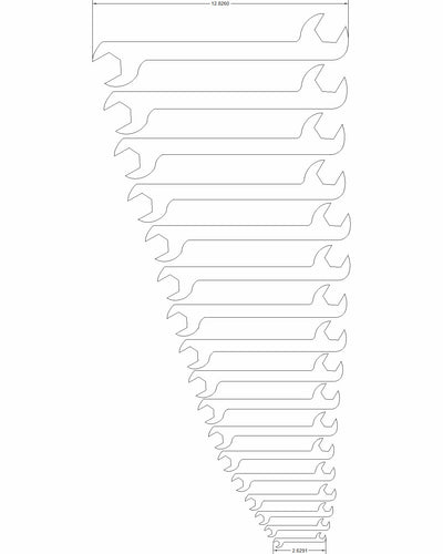 1/4 to 1 1/4 Double open end 17 pcs. 30/60 degree off sets
