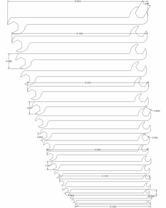 29pc set Long Reach Double Open-end SAE 1/4"-to-2" with 30/60-Degree Offsets