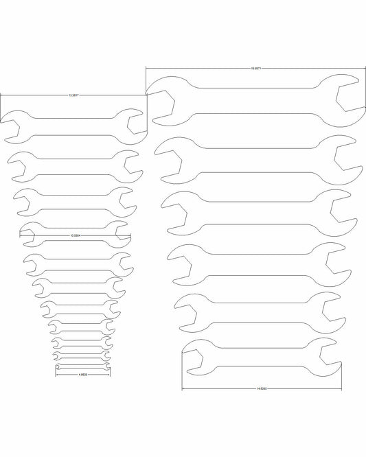 17pc set SAE Thin Wrenches double sided .120 thick 1/4" -2-5/16"