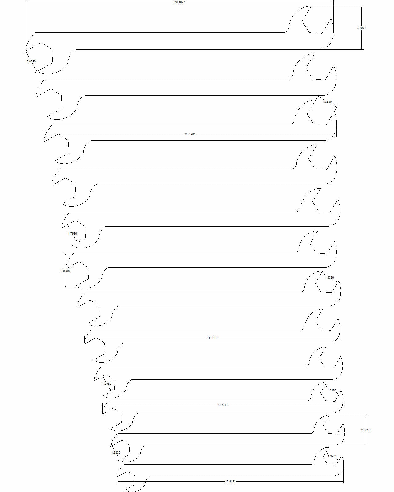 29pc set Long Reach Double Open-end SAE 1/4"-to-2" with 30/60-Degree Offsets
