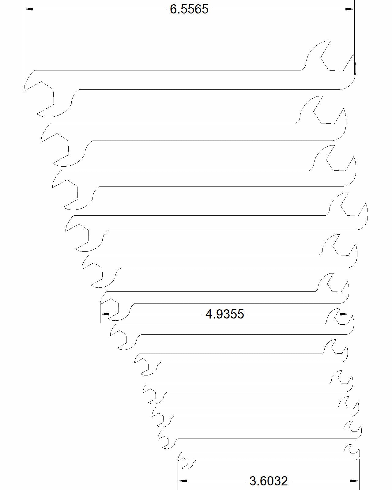 12pc set 4mm-13mm with half sizes Double open end with a 30/60 degree off set