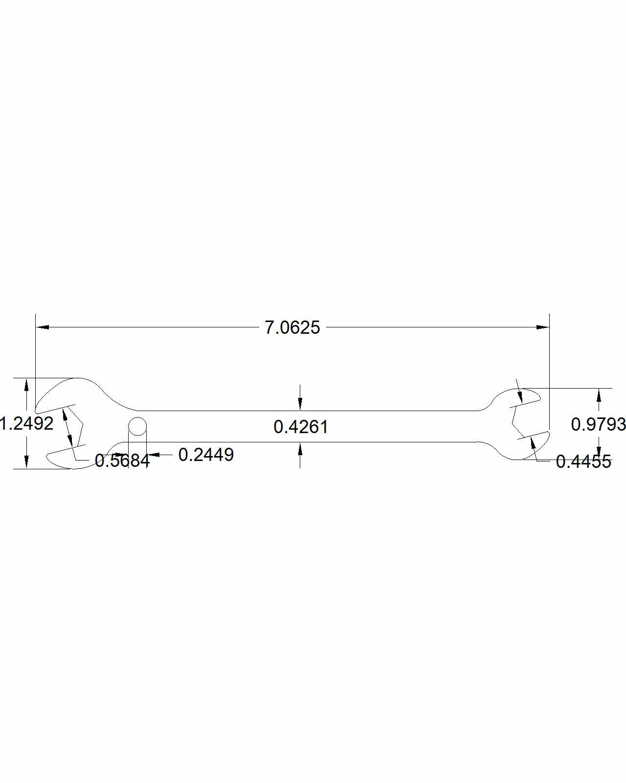 Rees Special 7/16 + 9/16 Double open-end wrench single with lanyard hole