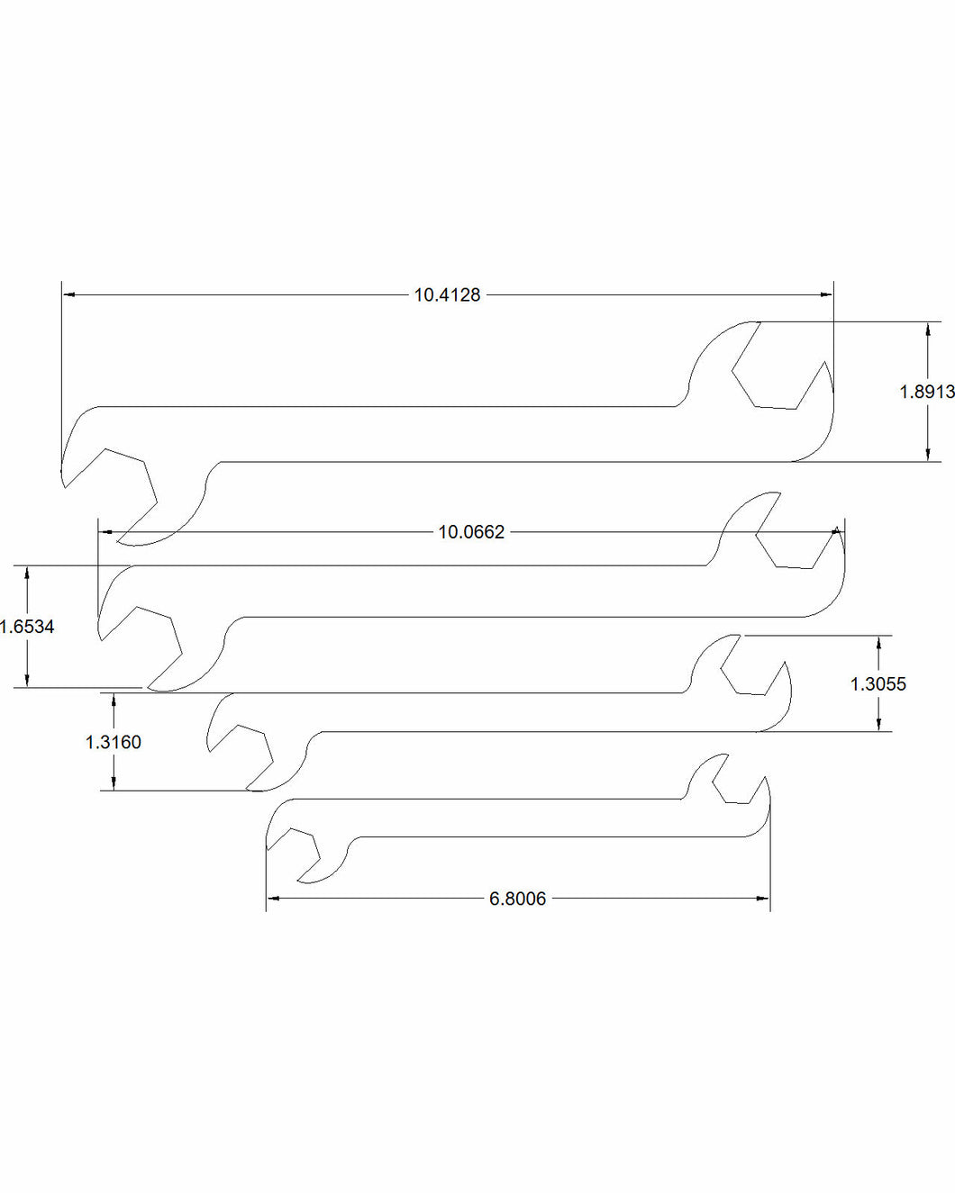 Double open end offset 4 pc. 9/16, 11/16, 7/8, 1