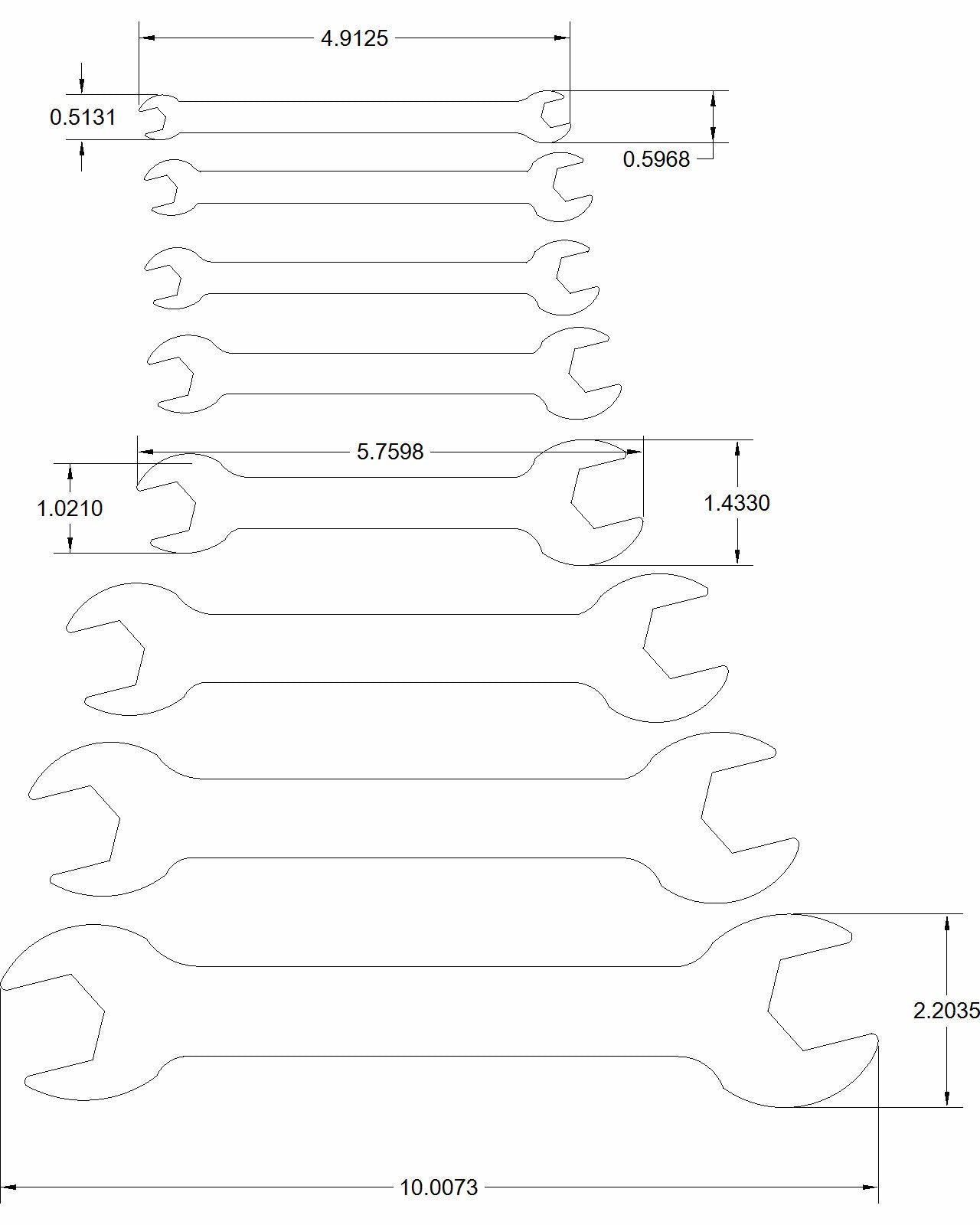 8pc set SAE Thin Wrenches Double Sided