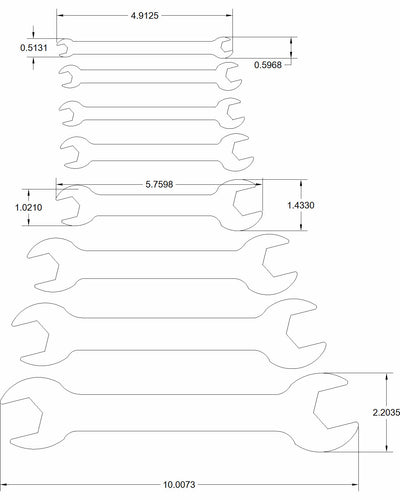 SAE thin wrenches double sided .120 thick
