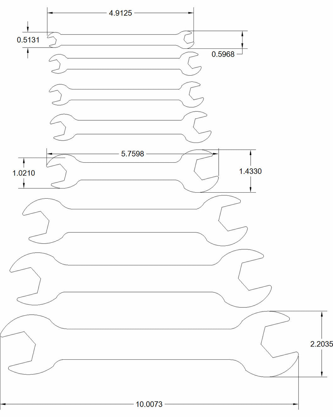SAE thin wrenches double sided .120 thick