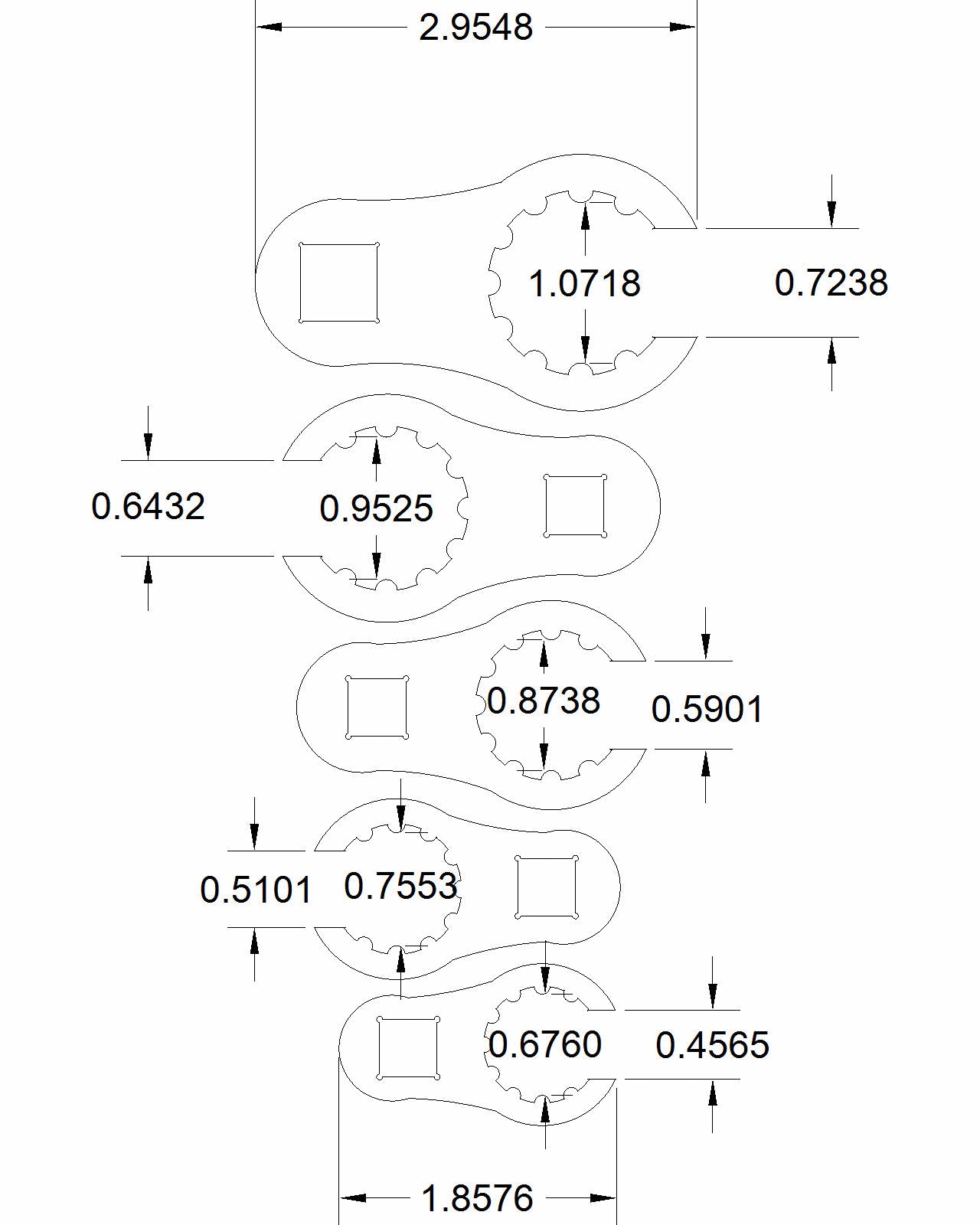5pc set Spline 17mm, 19mm, 22mm, 24mm, and 27mm