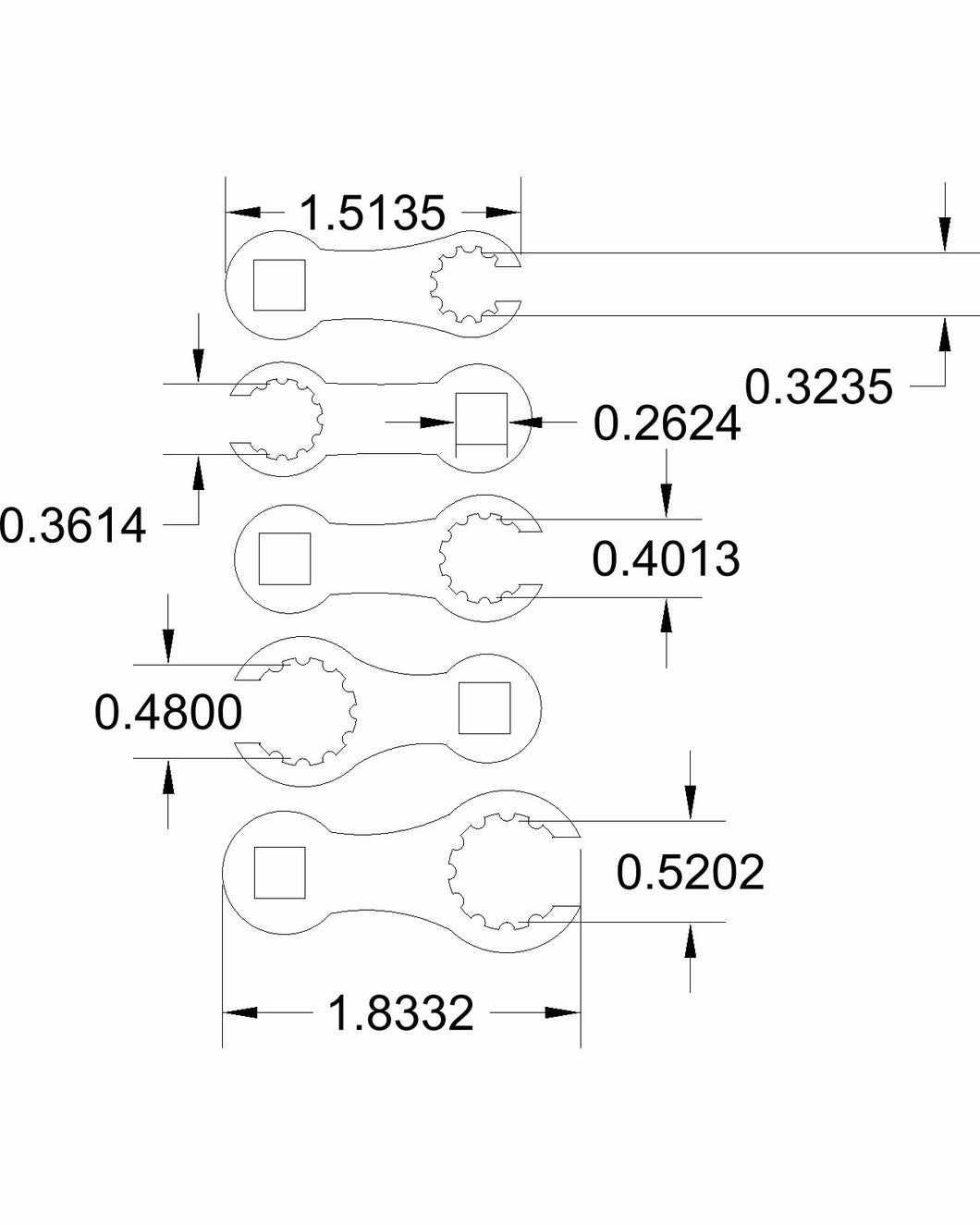Bulletproof Spline 5-piece set/ 8-13mm